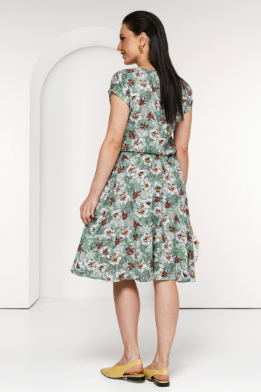 Платье "Хилена" (бирюзовые цветы) П2136